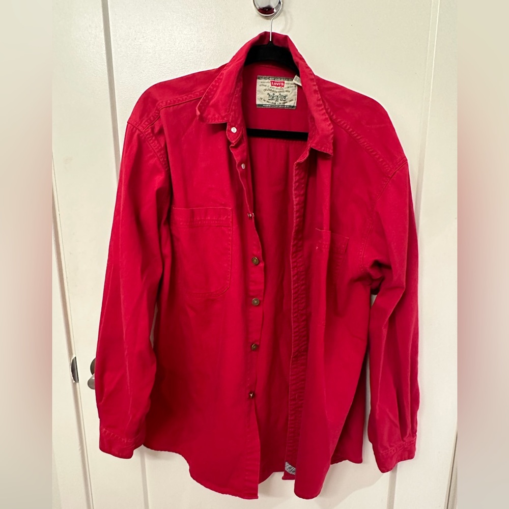 Vintage Levi’s Red Overshirt – 90s Retro Western Workwear, Size L
